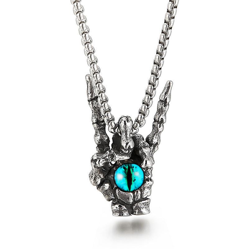 Wholesale  Retro Devil's Eye Necklace Men's Personality Trendy Hip Hop Titanium Steel Pendant Joker sweater chain